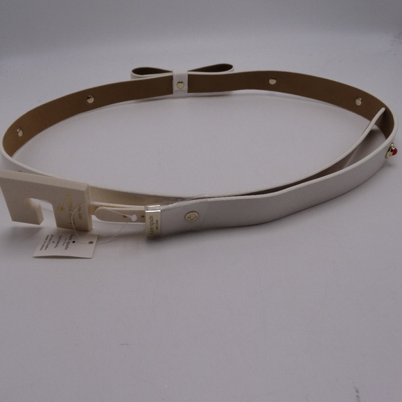 KATE SPADE In The Loop Ivory Leather Skinny Belt S - Picture 2 of 8